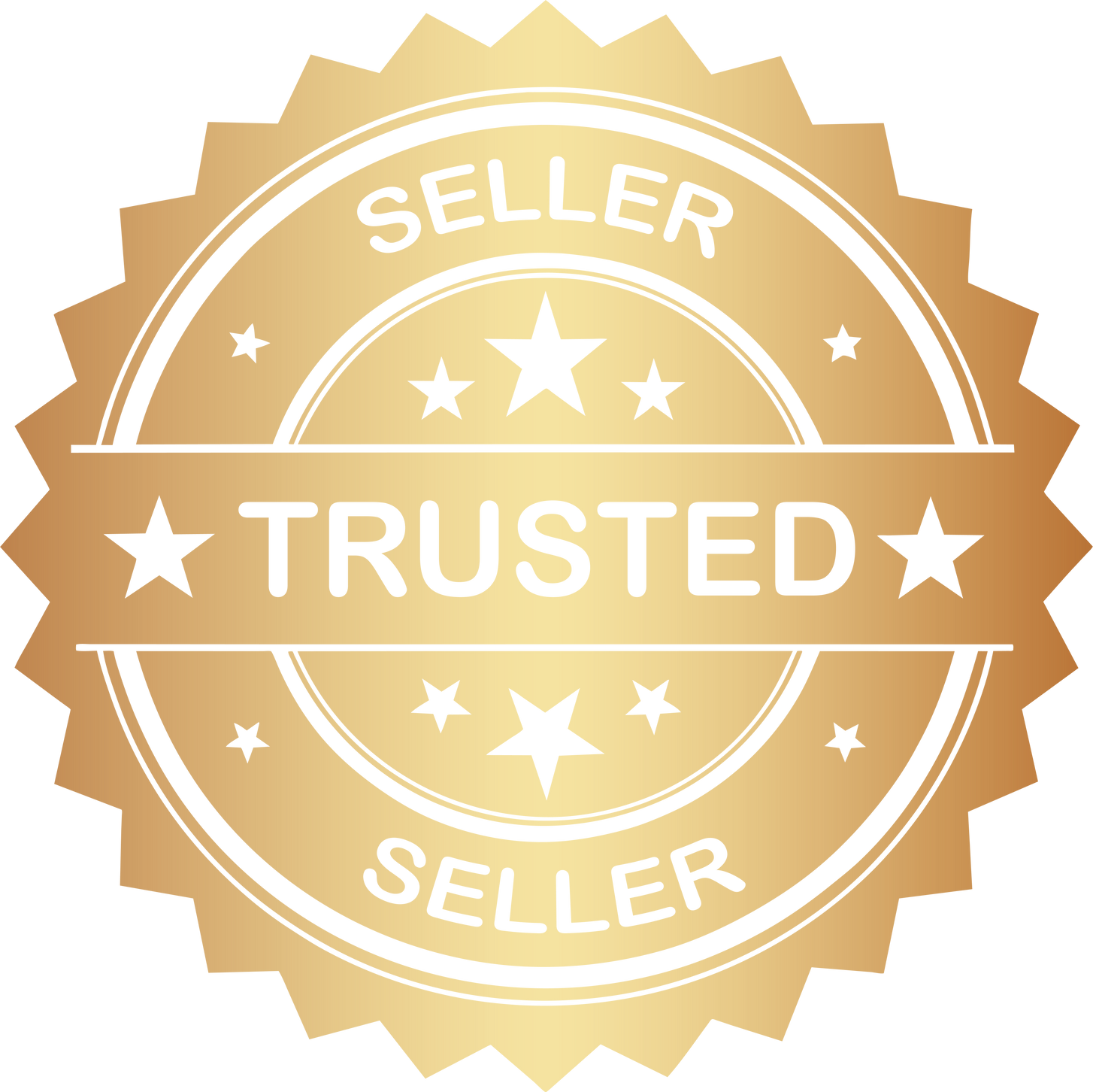 Golden trusted seller stamp badge